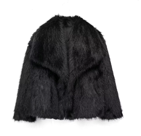 Scarlett Oversized Fur Jacket | Shawl Collar Cropped Jacket