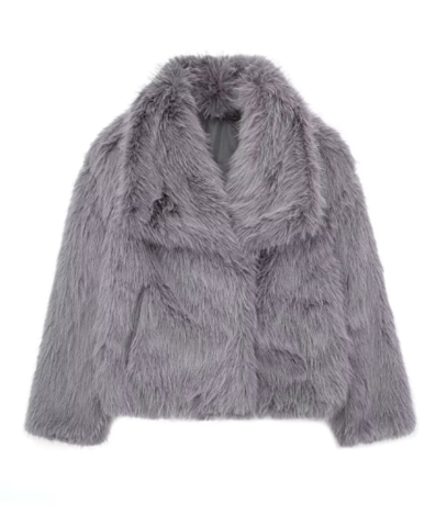 Scarlett Oversized Fur Jacket | Shawl Collar Cropped Jacket