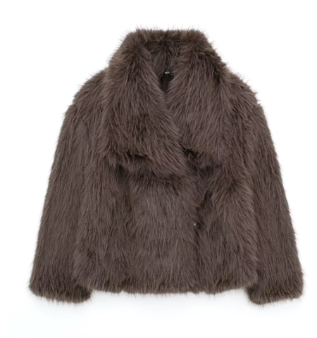 Scarlett Oversized Fur Jacket | Shawl Collar Cropped Jacket