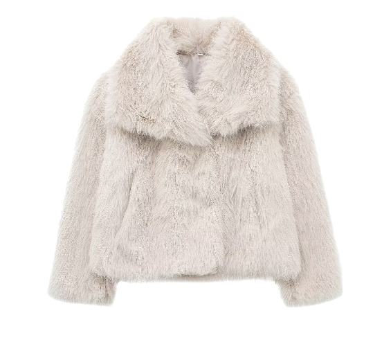 Scarlett Oversized Fur Jacket | Shawl Collar Cropped Jacket