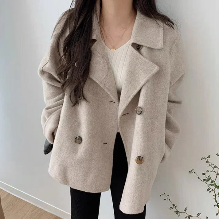 Women's Coat - Wool - Double-Breasted - Oversized Fit - Classic Cut