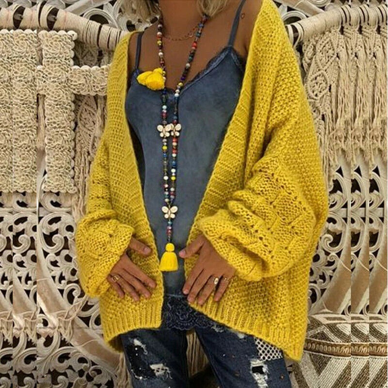 Women's Cardigan – Chunky Knit – Oversized Fit – Open Front – Wide Sleeves