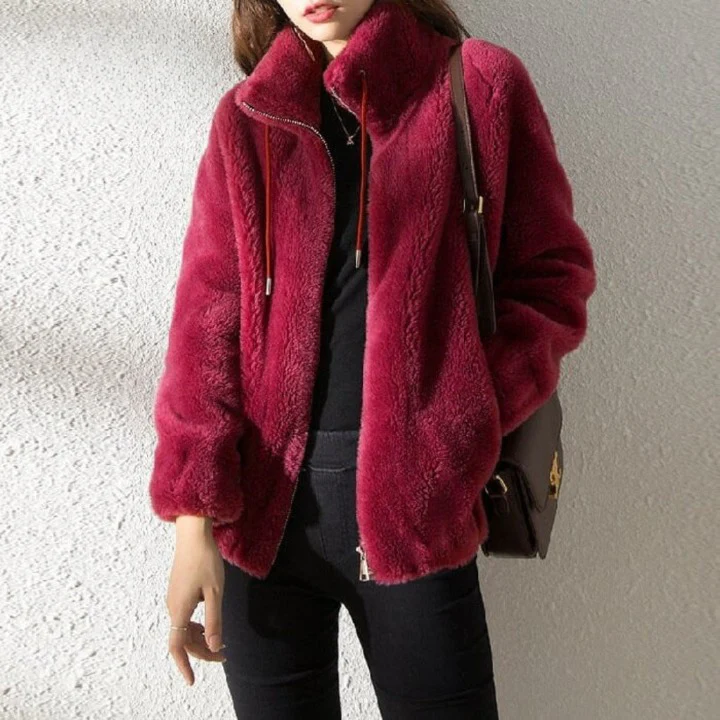 Women's Fleece Jacket – Reversible – Oversized Fit – High Collar – Zipper