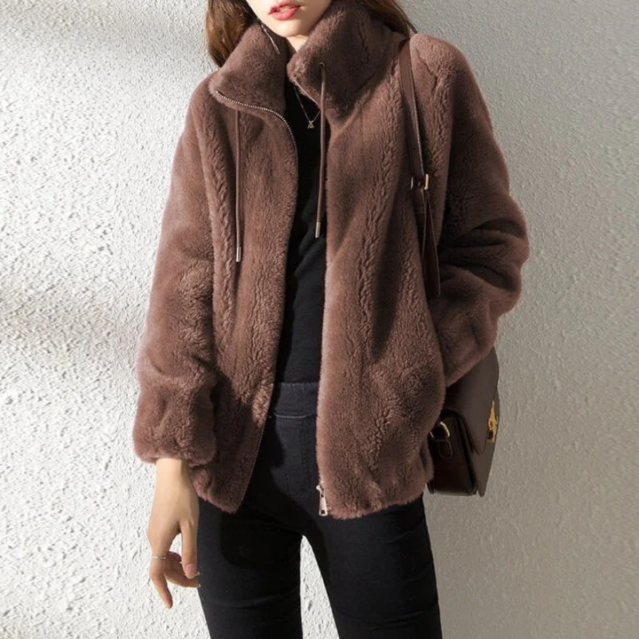 Women's Fleece Jacket – Reversible – Oversized Fit – High Collar – Zipper