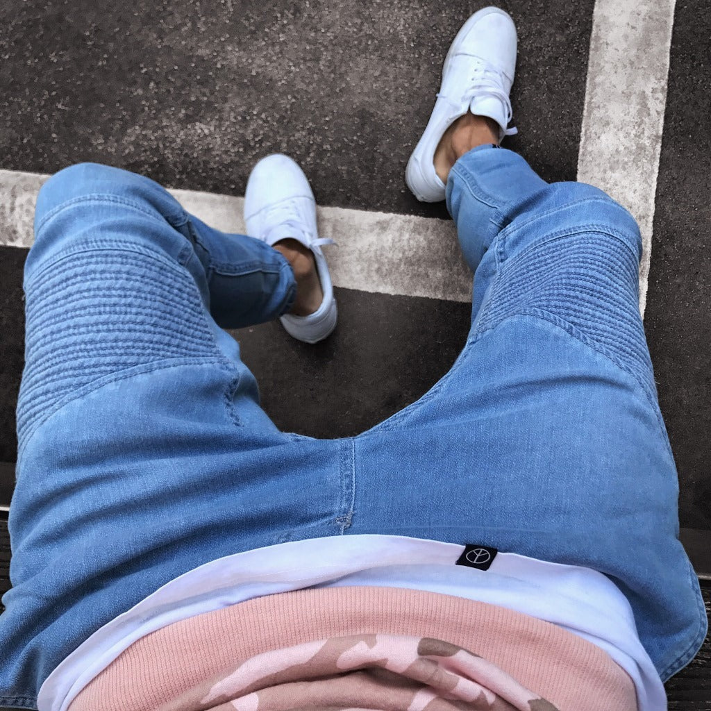 Men's Pants Sweatpants – Slim Fit – Elastic Waist – Ribbed Knees – Full Length