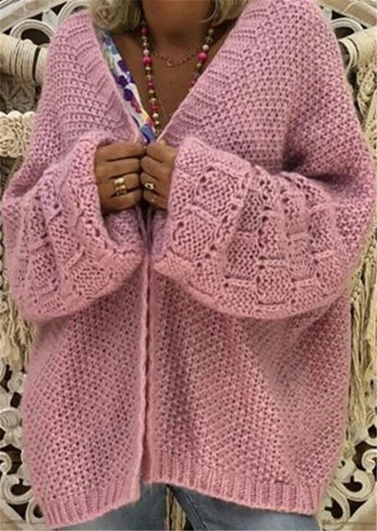 Women's Cardigan – Chunky Knit – Oversized Fit – Open Front – Wide Sleeves