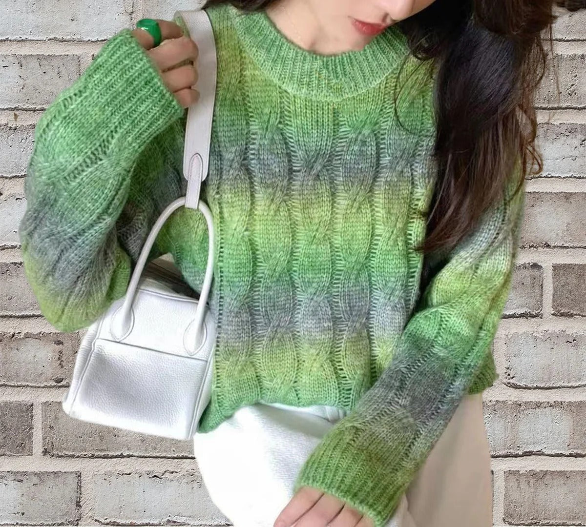 Women's Sweater – Wool Blend – Cable Knit – Relaxed Fit – Long Sleeves