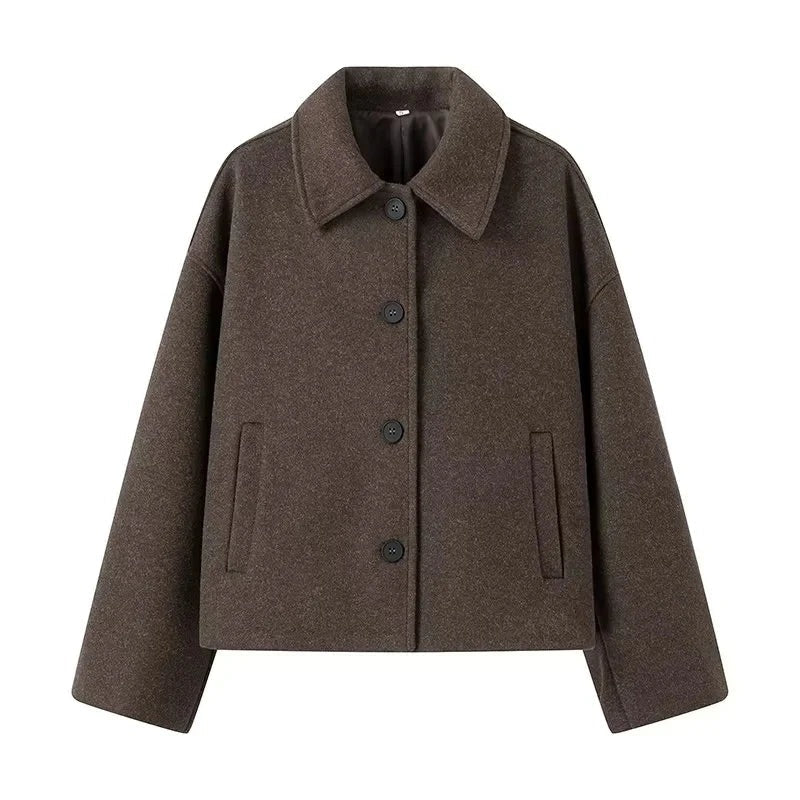 Women's Jacket – Wool Blend – Boxy Fit – Classic Collar – Button Closure