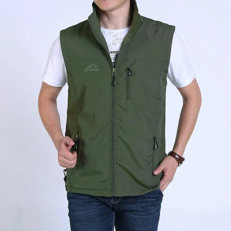 Men's Vest – Straight Fit – Lightweight and Breathable – High Collar – Zipper Pockets
