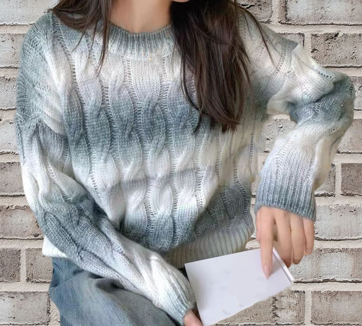 Women's Sweater – Wool Blend – Cable Knit – Relaxed Fit – Long Sleeves