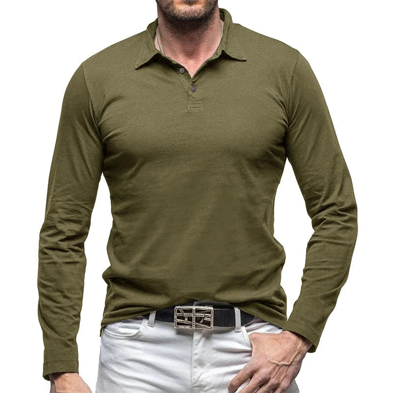Men's Piqué Shirt – Slim Fit – Long Sleeve – Button Closure – Cotton – Smart Casual