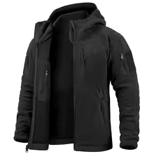 Men's Fleece Jacket – Relaxed Fit – Hood – Full Zipper – Zippered Pockets