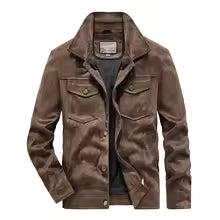 Men's Jacket – Slim Fit – Suede Material – Button Front – Chest Pockets