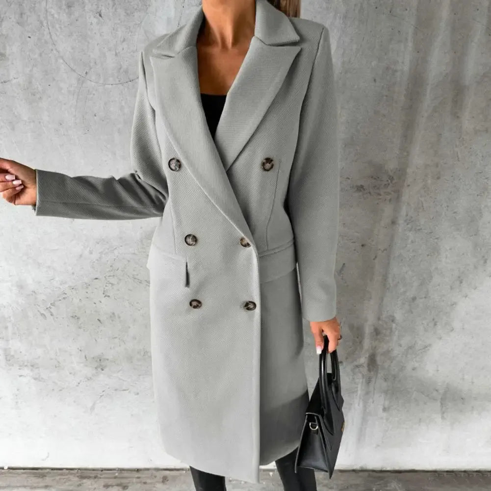 Women's Trench Coat – Tailored Fit – Wool – Double-Breasted – Knee-Length