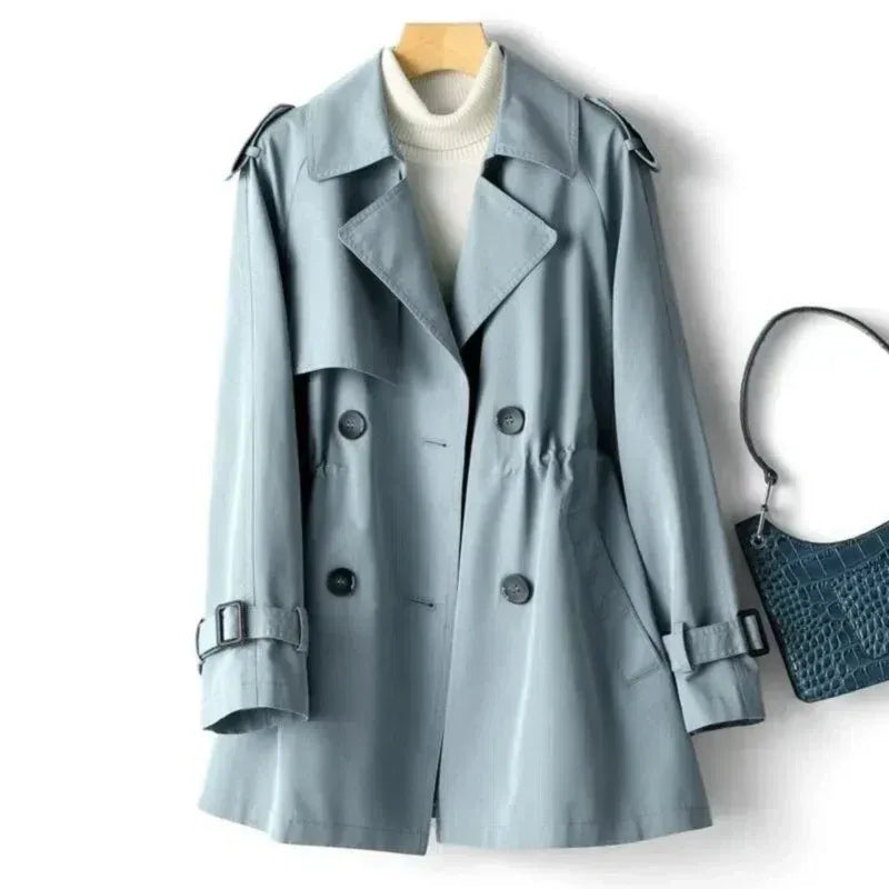 Women's Trench Coat – Tailored Fit – Double-Breasted – Belted Cuffs – Epaulettes