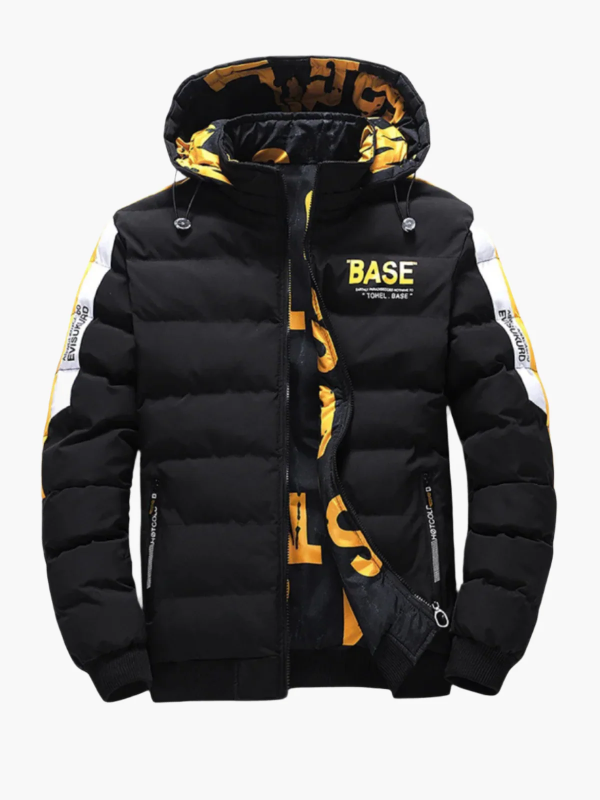 Men’s Jacket - Woven Blend - Hooded High Stand Collar - Quilted Hip Length