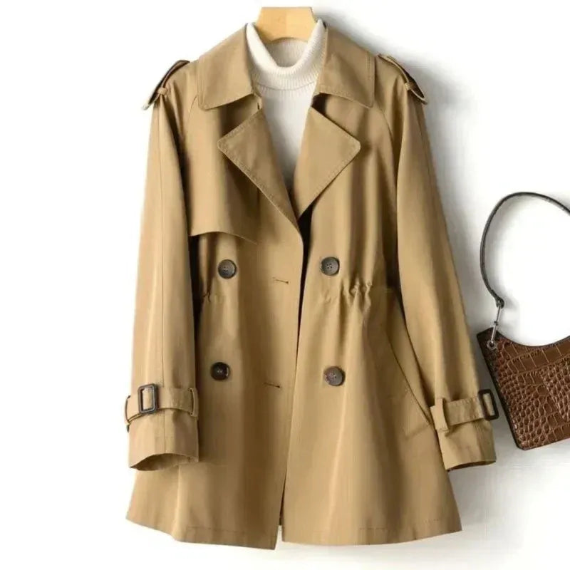 Women's Trench Coat – Tailored Fit – Double-Breasted – Belted Cuffs – Epaulettes