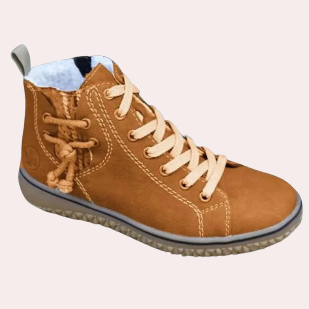 Women's ankle boots – smooth leather – lacing – slim fit – chunky sole
