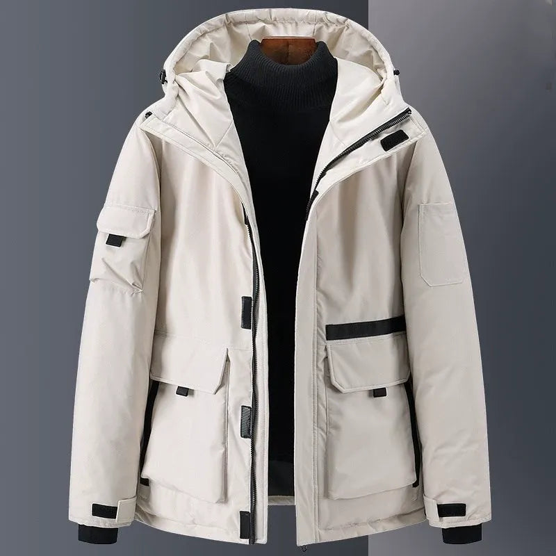 Men's Down Jacket – Hood – Water-Repellent – Relaxed Fit – Multiple Pockets