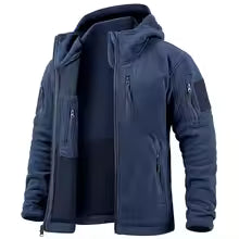 Men's Fleece Jacket – Relaxed Fit – Hood – Full Zipper – Zippered Pockets