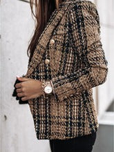 Women's Blazer – Tailored Fit – Double-Breasted – Woven Pattern – Puff Shoulders