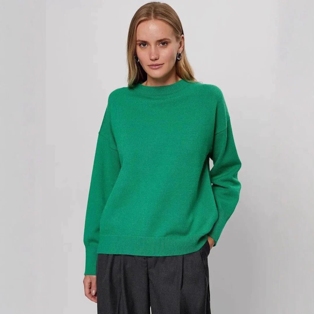 Women's Sweater – Relaxed Fit – Soft Knit – High Neck – Long Sleeves