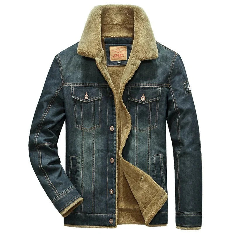 Men's Jacket – Denim – Regular Fit – Lined with Faux Fur – Button Closure Casual