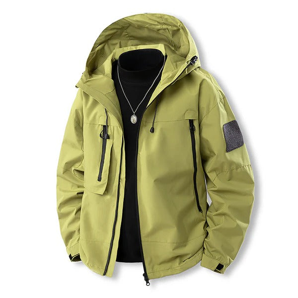 Men's Jacket – Waterproof – Regular Fit – Breathable – Hood – Zipper – Pockets