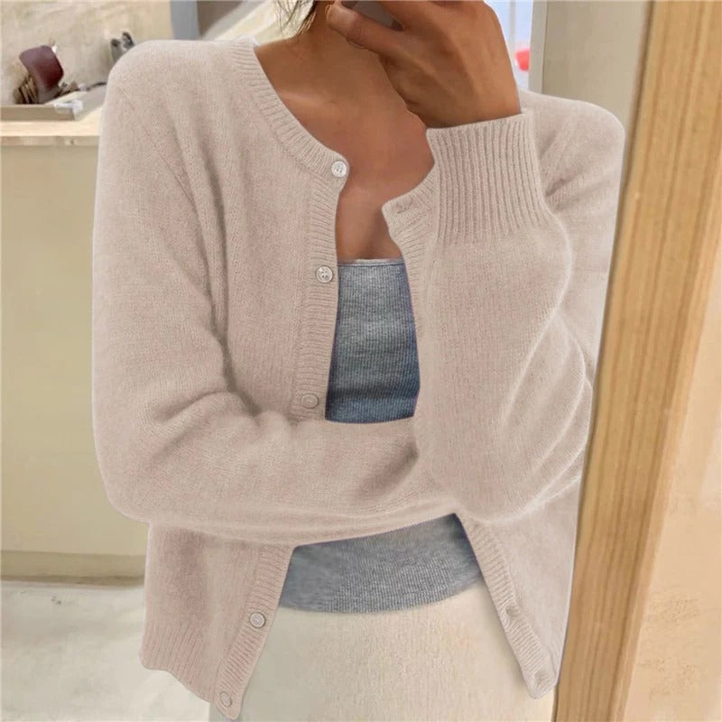 Women's Cardigan – Wool Blend – Relaxed Fit – Decorative Buttons – Ribbed Cuffs