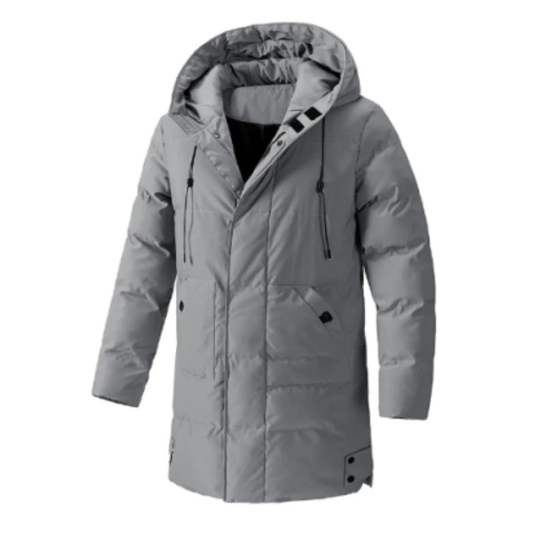 Men's Jacket with Hood – Water-Repellent – Padded – Mid-Length – Multiple Pockets