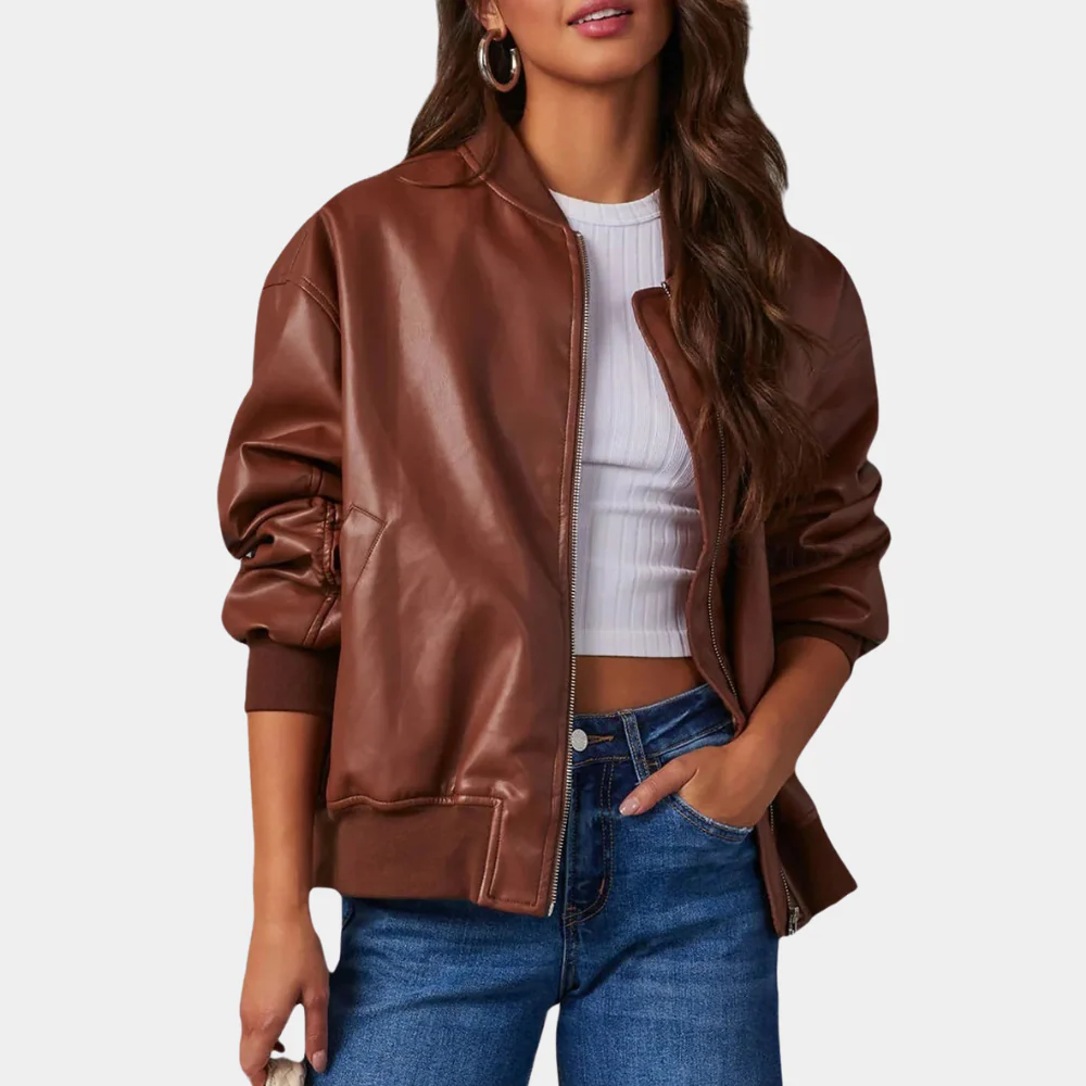 Women's Jacket – Relaxed Fit – Lightweight Fabric – Zipper – Ribbed Edges