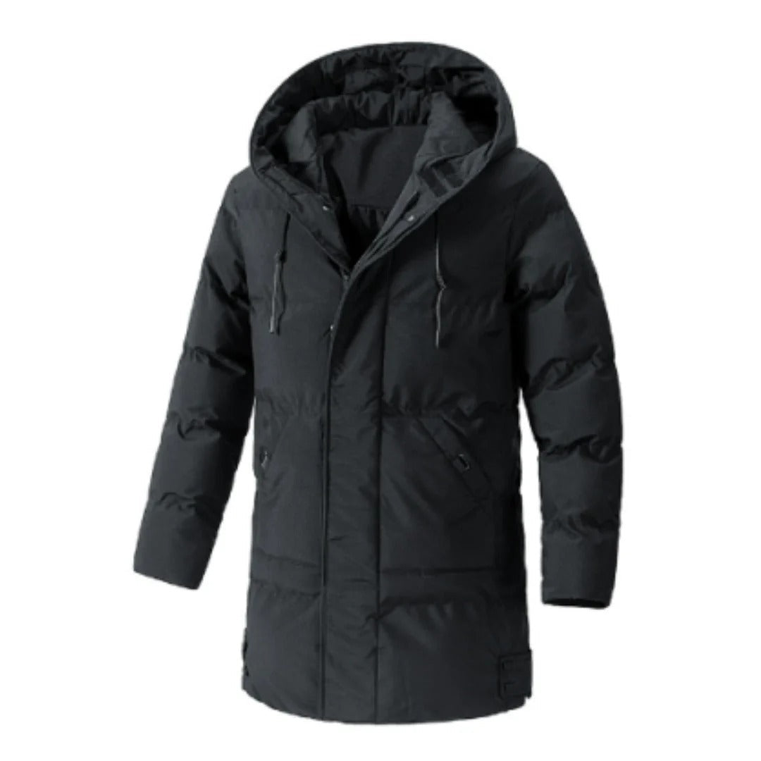 Men's Jacket with Hood – Water-Repellent – Padded – Mid-Length – Multiple Pockets