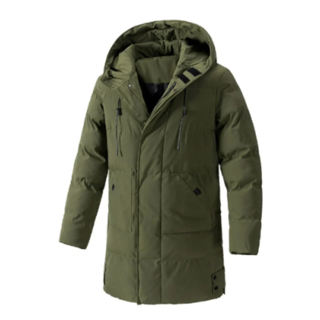 Men's Jacket with Hood – Water-Repellent – Padded – Mid-Length – Multiple Pockets
