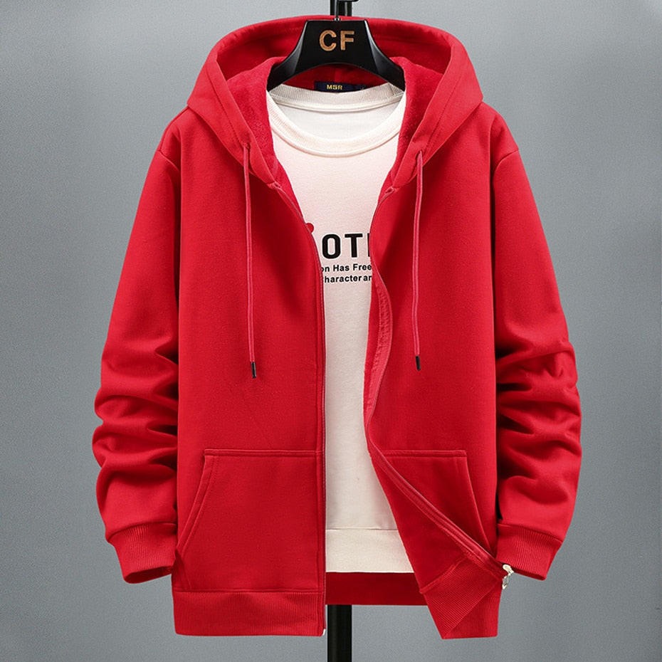 Men's Hoodie Cardigan – Fleece – Relaxed Fit – Zipper – Layered Use