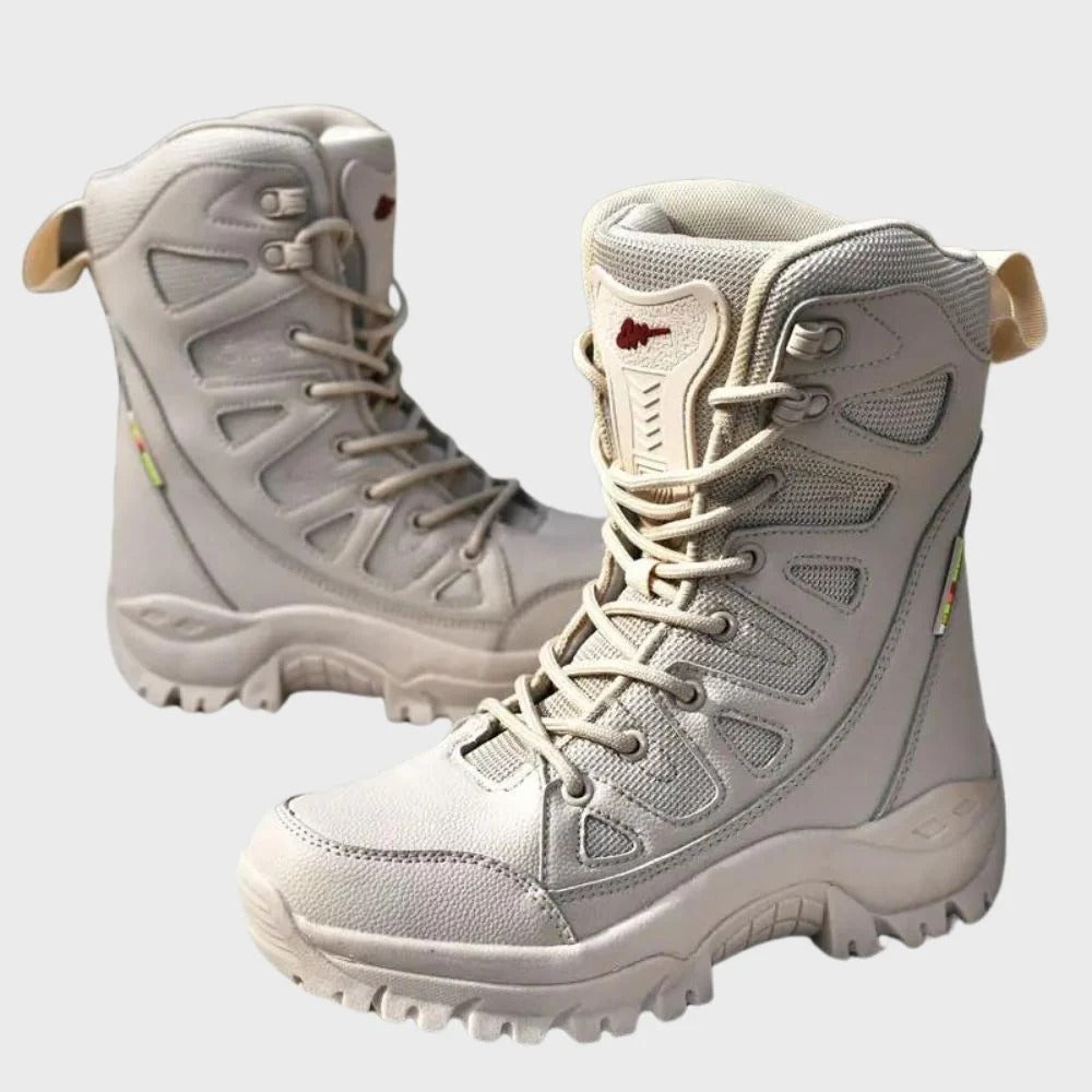 Women's Hiking Boots – High Shaft – Leather and Mesh – Reinforced Toe – Ankle Support