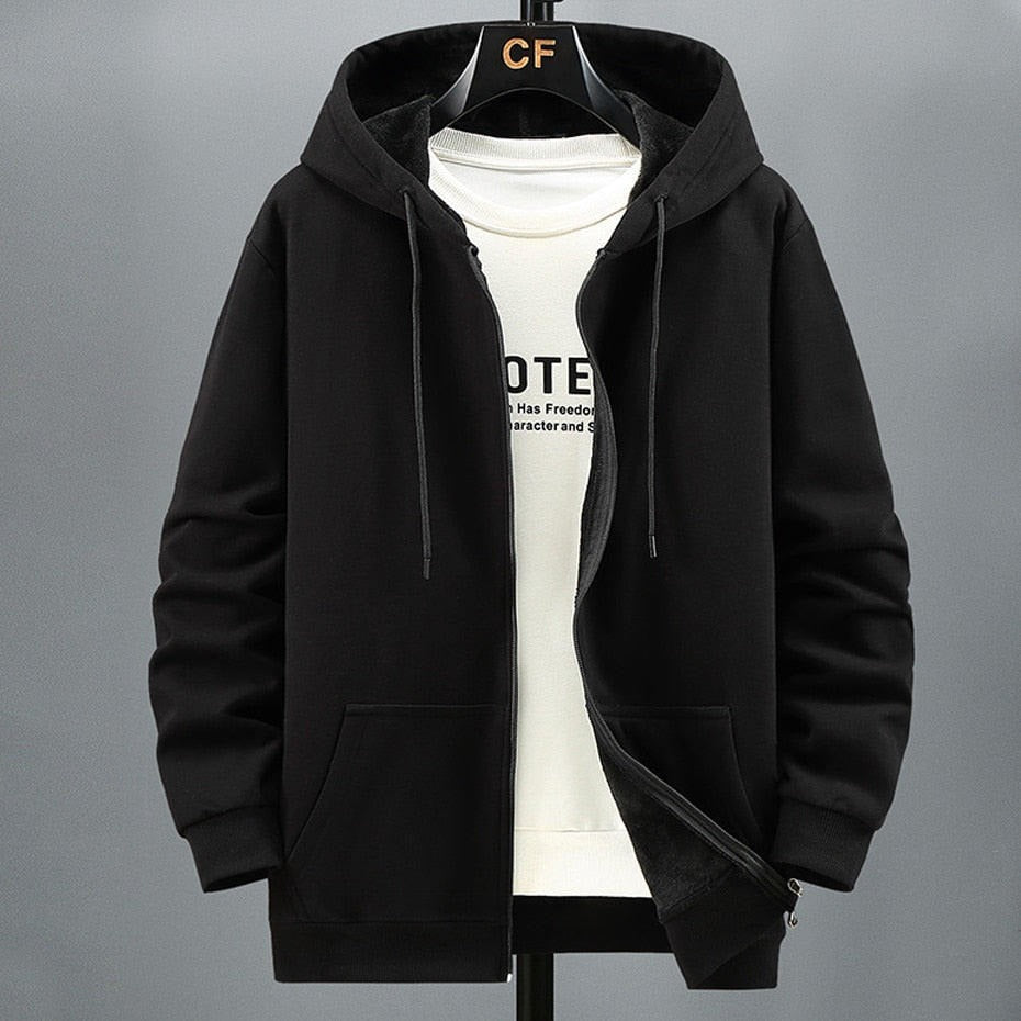 Men's Hoodie Cardigan – Fleece – Relaxed Fit – Zipper – Layered Use