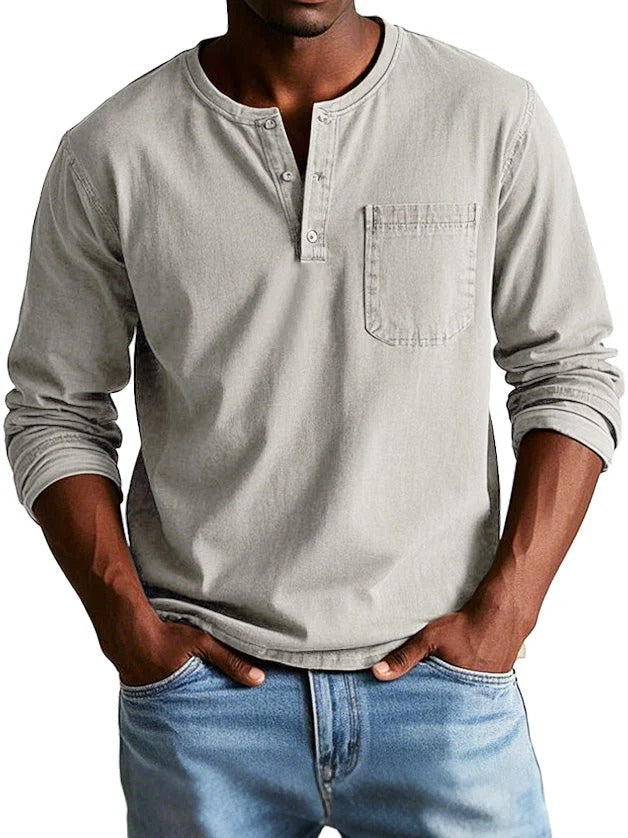 Men's Sweater with Long Sleeves – Classic Fit – Soft Cotton Feel – Chest Pocket