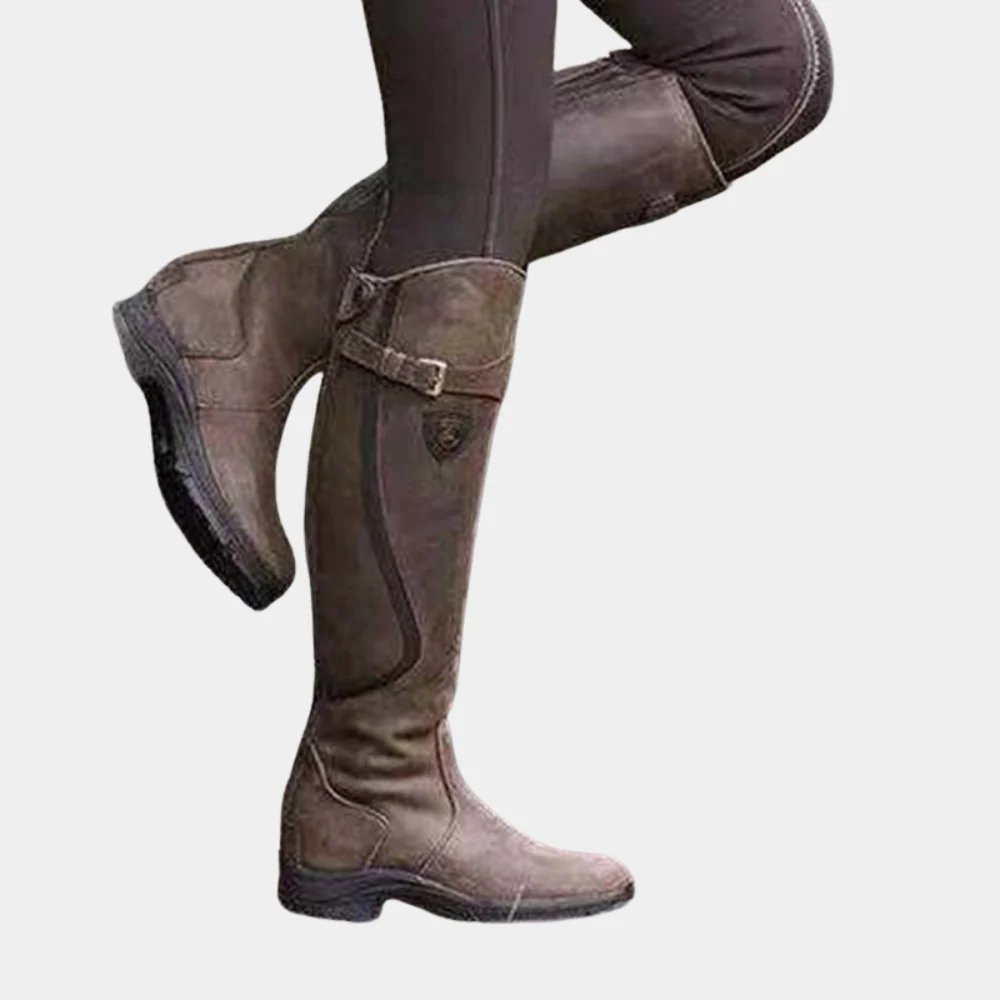 Women's High Boots – Slim Fit – Water-Repellent – Decorative Strap with Buckle