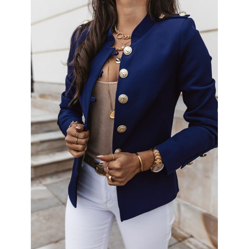 Women's Blazer – Slim Fit – Double-Breasted – Padded Shoulders – Cotton Blend