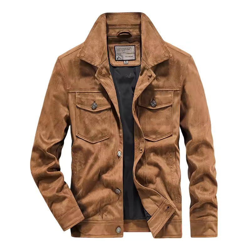 Men's Jacket – Slim Fit – Suede Material – Button Front – Chest Pockets