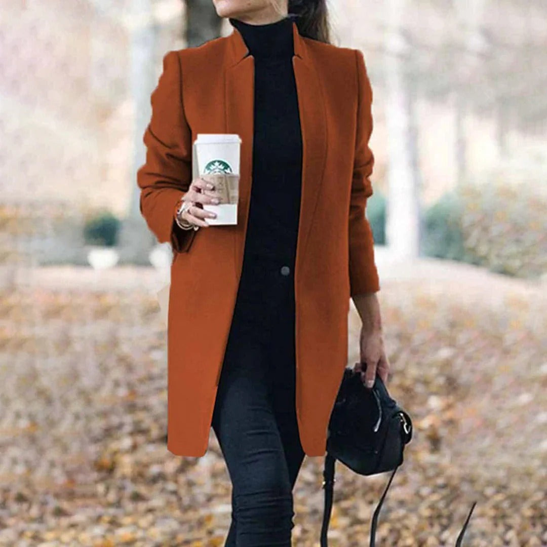 Women's Coat – Wool Blend – Tailored Fit – Knee Length – Minimalist Design
