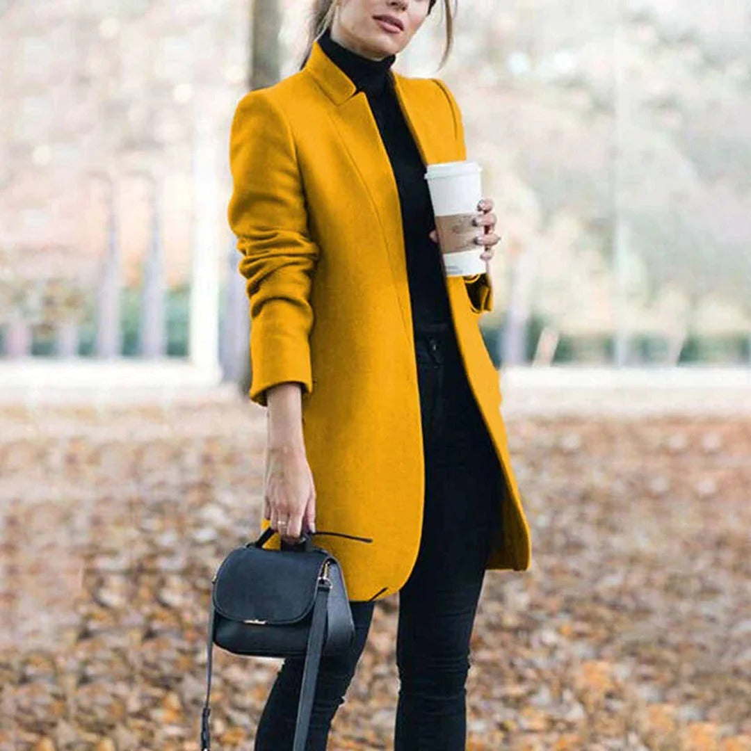 Women's Coat – Wool Blend – Tailored Fit – Knee Length – Minimalist Design