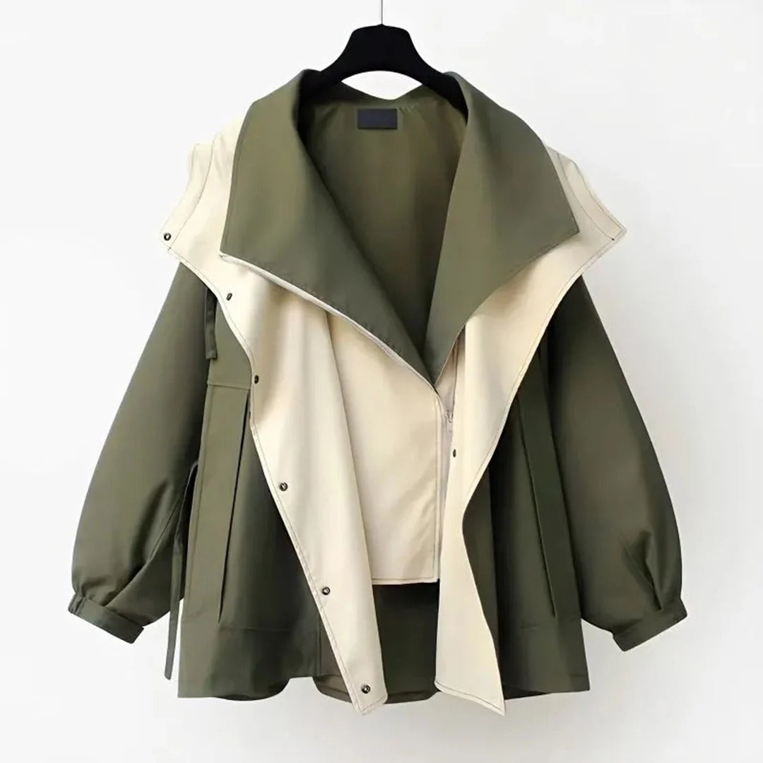 Women's Coat – Oversized Fit – Wool Blend – Statement Collar – Adjustable Cuffs