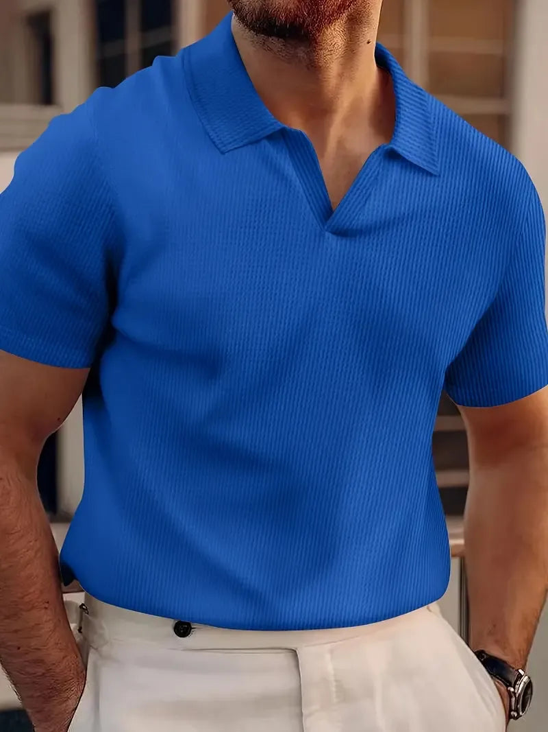 Men's Pique Shirt – Slim Fit – Waffle Texture – Short Sleeve – Classic Collar