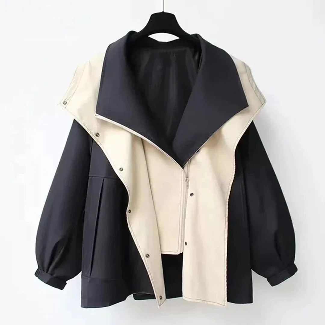 Women's Coat – Oversized Fit – Wool Blend – Statement Collar – Adjustable Cuffs