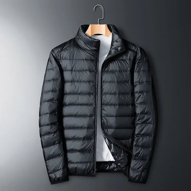 Men's Down Jacket – Regular Fit – Smooth Surface – Full Zipper – Stand Collar