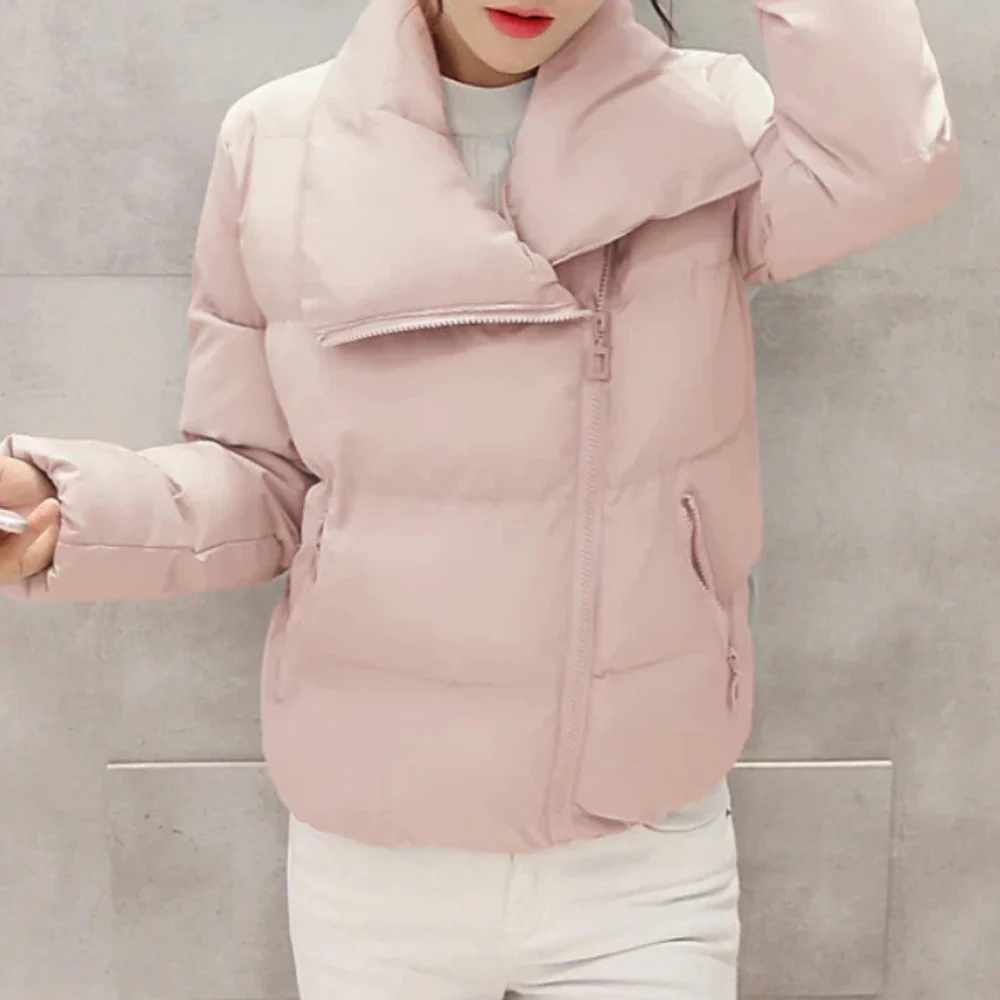 Women’s Jacket - Woven - Cropped Length - Funnel Neck - Zipper Closure