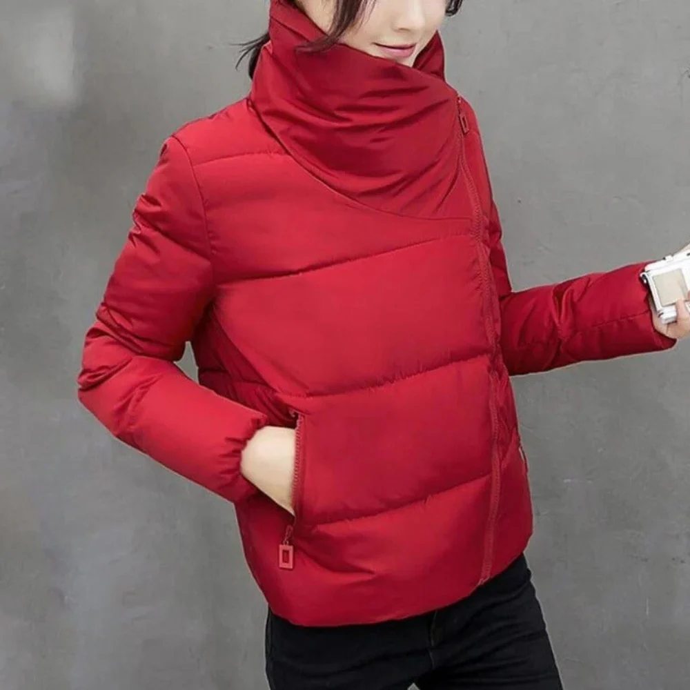 Women’s Jacket - Woven - Cropped Length - Funnel Neck - Zipper Closure