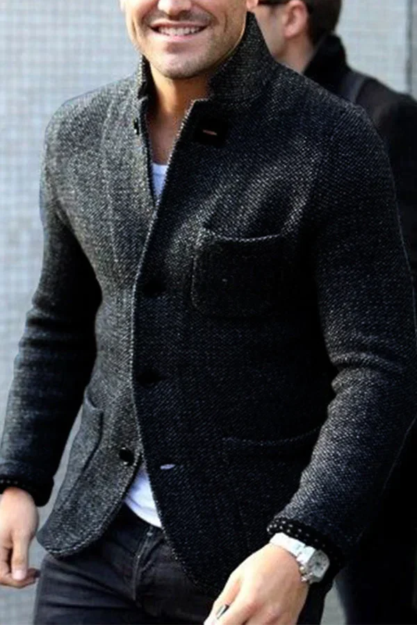 Men's Blazer – Tailored Fit – Wool Texture – Buttons – Formal Style
