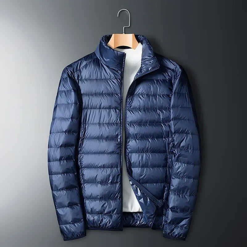 Men's Down Jacket – Regular Fit – Smooth Surface – Full Zipper – Stand Collar